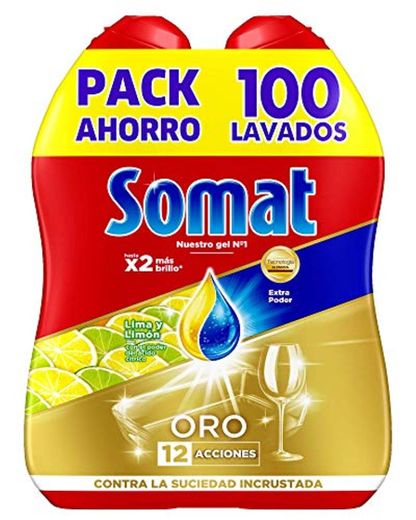 Somat Oro Gel Detergente para Lavavajillas Limón 2x50 Lavados