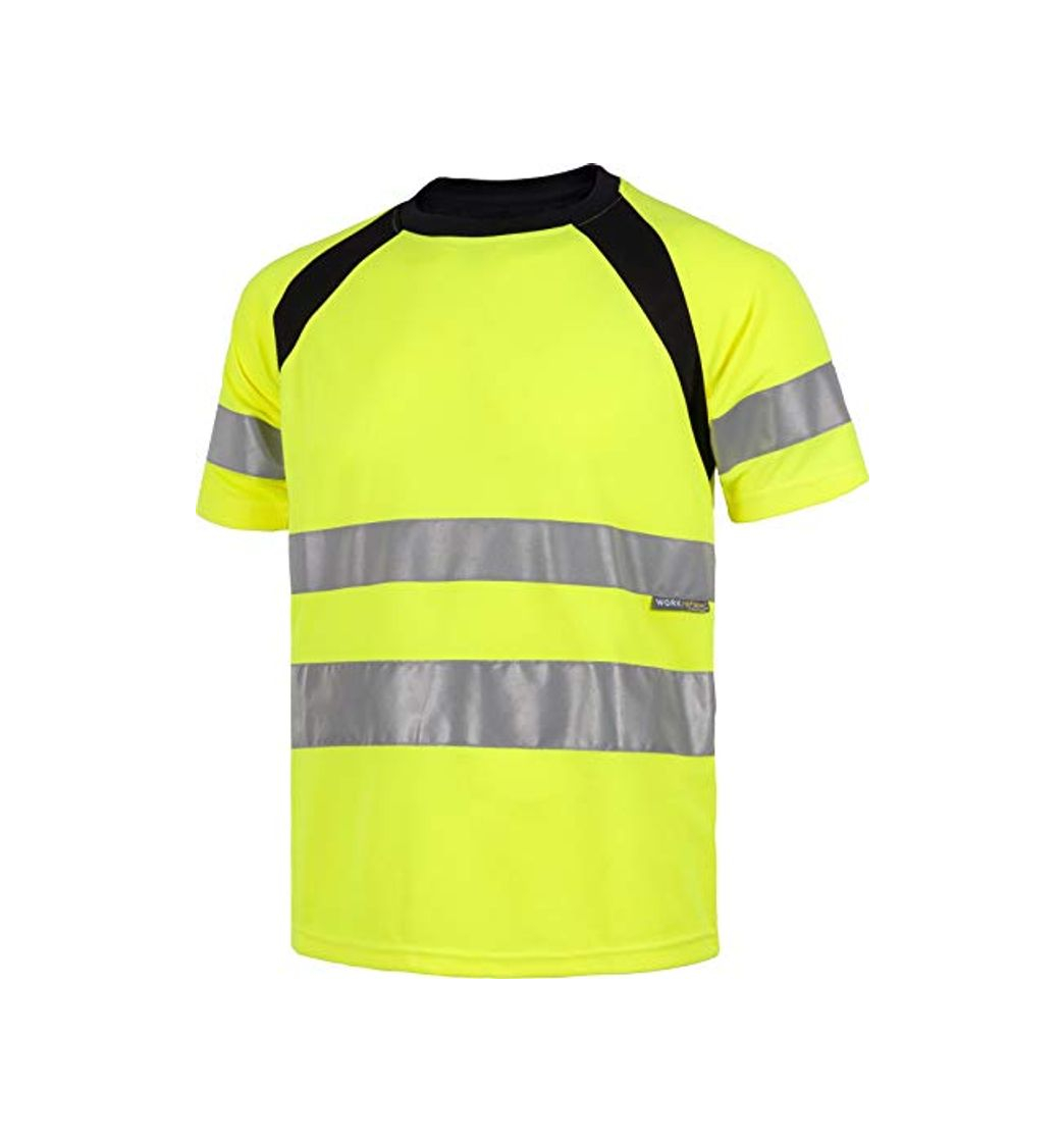 Social Work Team Camiseta Manga Corta Combinada con Alta Visibilidad. Cintas Reflectantes. EN
