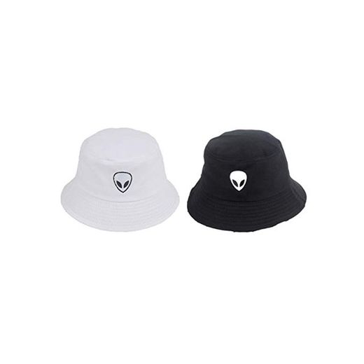 Chutoral Negro Blanco Sólido Alien Bucket Hat Unisex Gorras Hip Hop Hombres