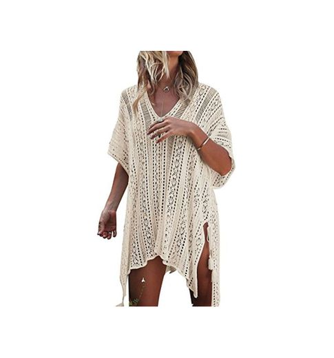 UMIPUBO Mujer Ropa de Baño Crochet Vestido de Playa V Cuello Camisolas