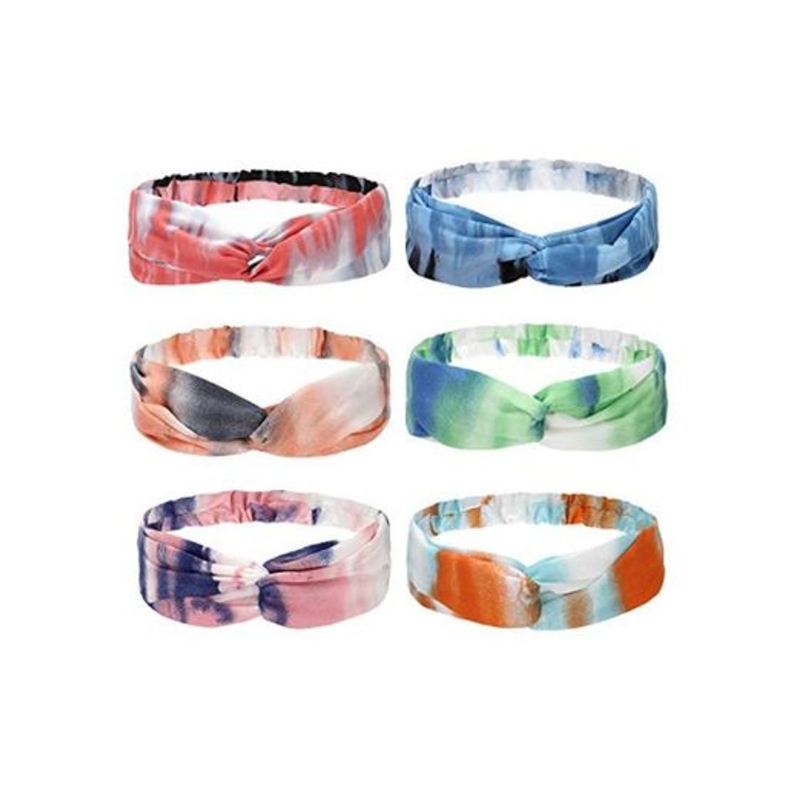 Moda Folora 6 piezas Tie Dye Twisted Criss Cross bandas elásticas elásticas Yoga Running Sports Hair Bandas para mujeres niñas