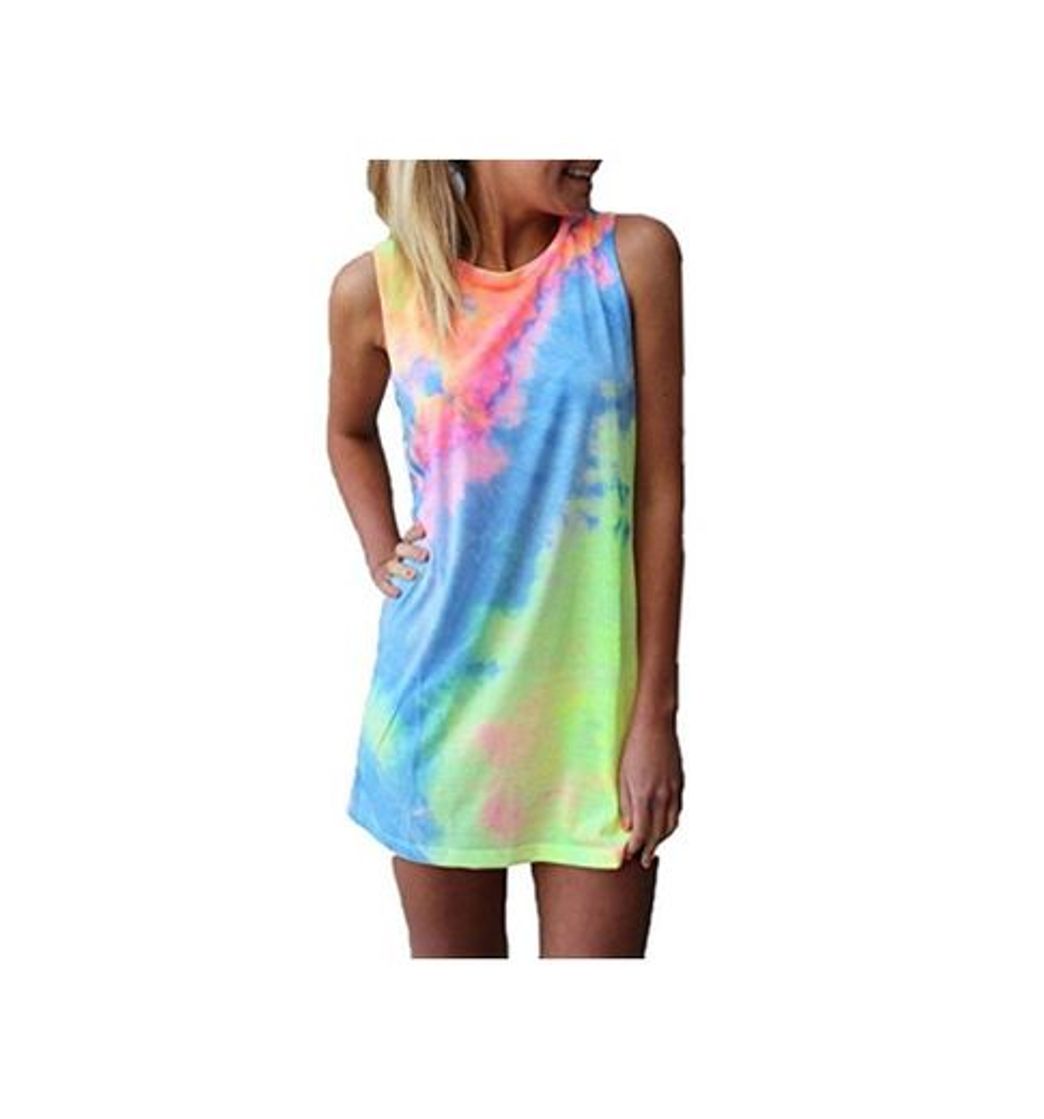 Social ZANZEA Chaleco sin Mangas de Verano para Mujer Mini Vestido Gradiente Slim