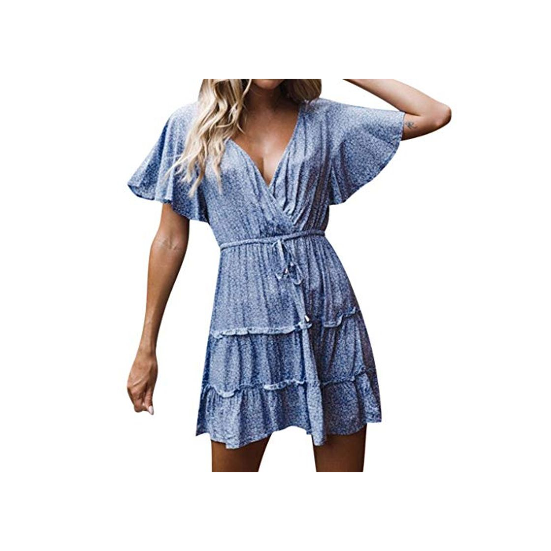 Social Qingsiy Vestido De Mujer Falda Vestido Sea Beach Elegantes Cuello En V