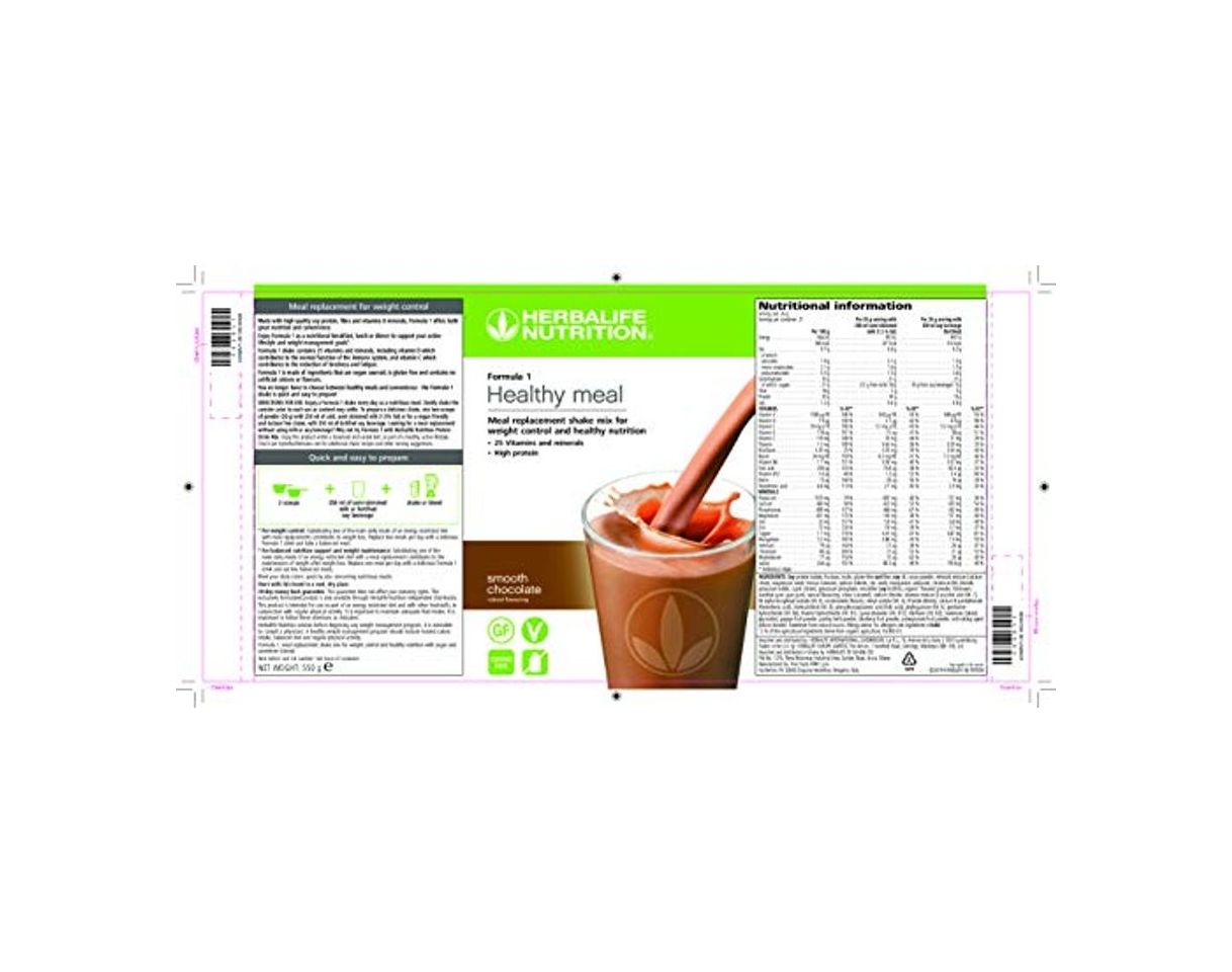 Belleza Herbalife Batido Fórmula 1 Chocolate bote 550g