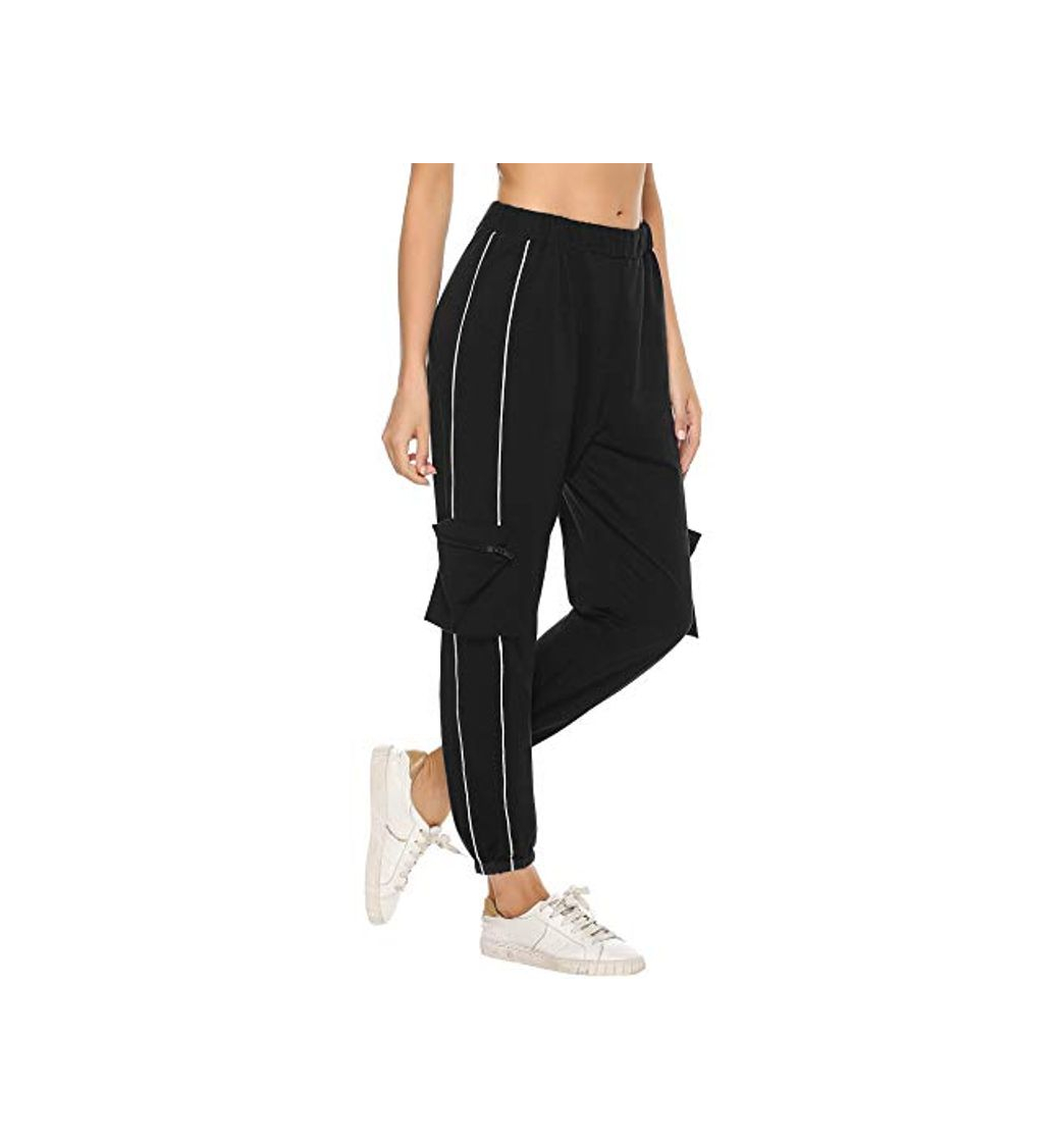 Moda Hawiton Pantalones Deportivos Mujer Algodón Largos pantalón Chandal Mujer Invierno para Gimnasio Deporte Yoga Fitness Entrenamiento Jogger Pantalones Negro