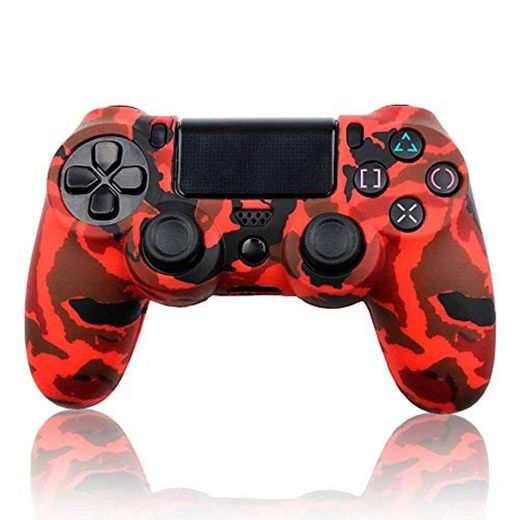 Funda Carcasa Rojo Negro Silicona para Mando Sony PS4 Dualshock 4 Camuflaje