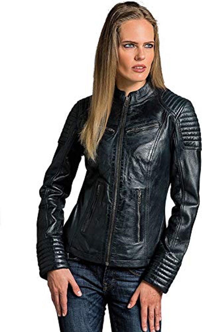 Fashion Urban Leather Corto Biker - Chaqueta de piel