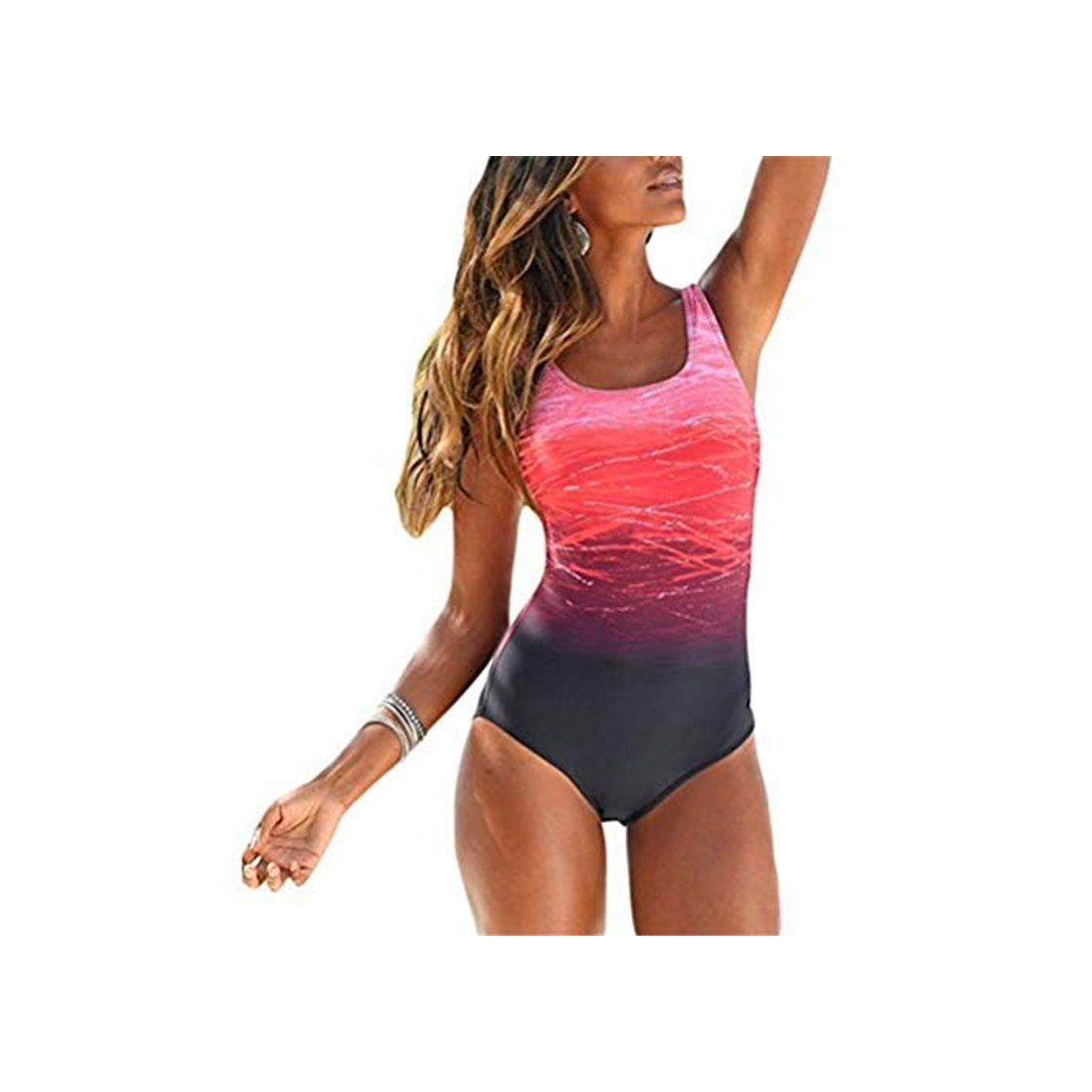 Social Bañadores de Mujer Traje de una Pieza con Relleno Bañador Push up Ropa de Baño Cintura Alta Size Gradiente de Color Cruz Atrás Slim Fit Cuerpo Atractivo Bañera Bikini Ropa de Playa