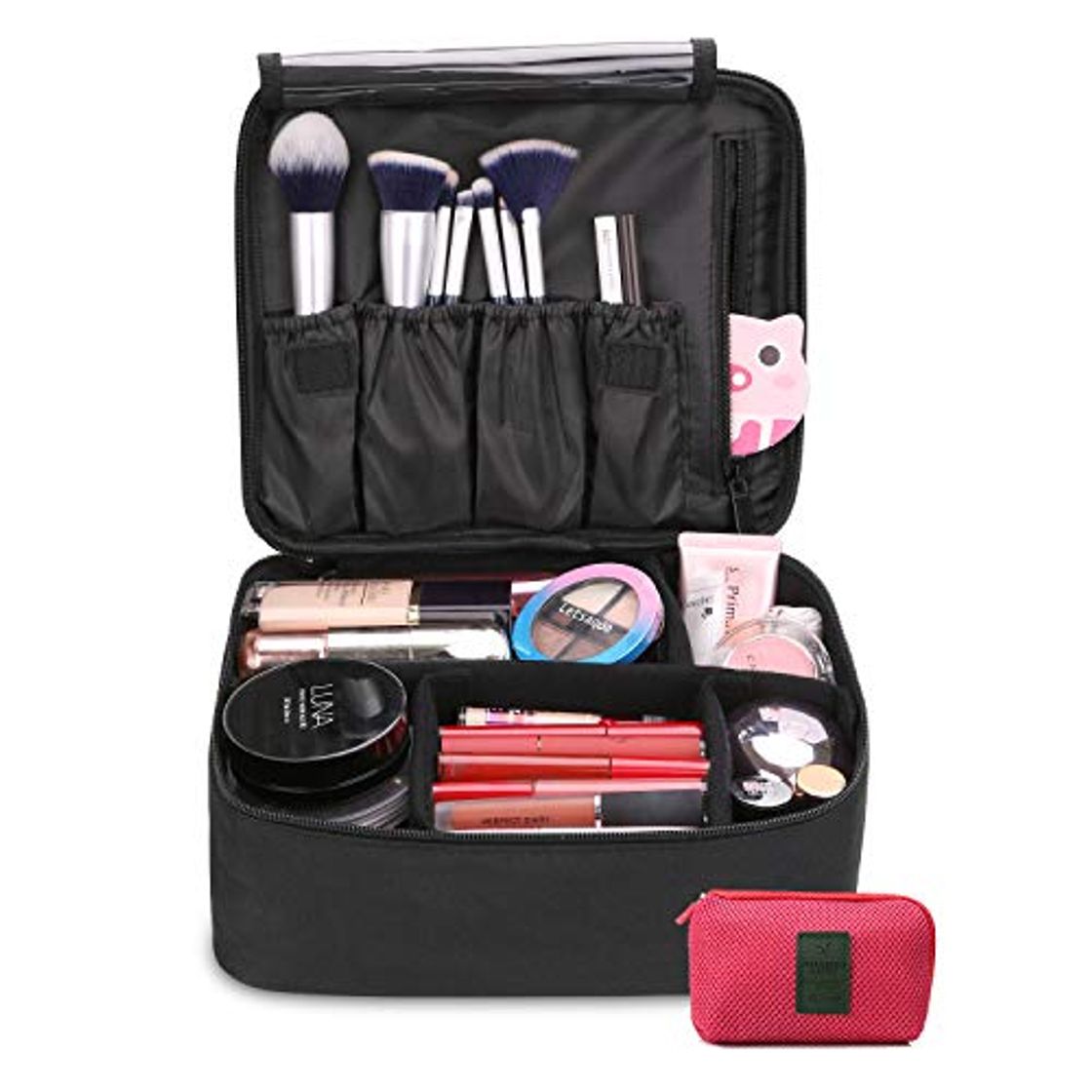 Social DIMJ Neceser Maquillaje Portátil, Bolsa de Maquillaje Ligera con Divisores Bolsillos Profesional