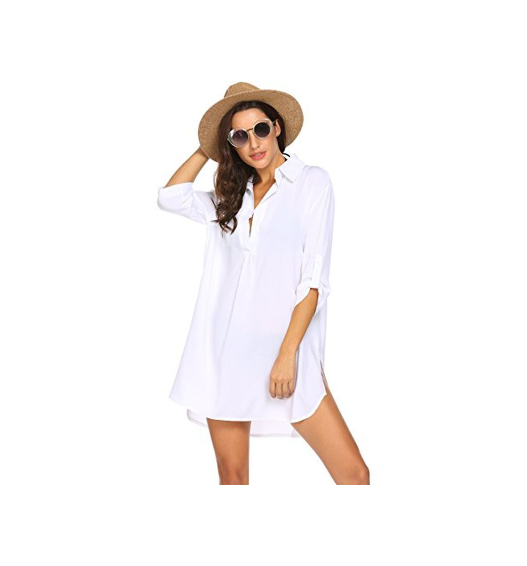 Producto Small, White) - Unibelle Women's Swimsuit Beach Cover up Shirt Bikini Beachwear