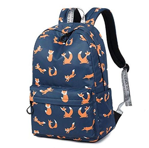 Ptcta Lindo Animal Estampado de Zorro Mochila Escolar Bolso Impermeable Mochila portátil Mujer Mochila Bolsas E Sacolas