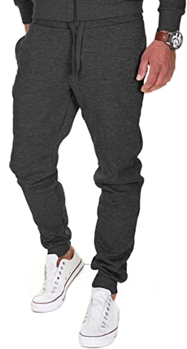 Moda MERISH Pantalones Jogger Hombre Deportivos Joggers Modell 211 Negro L