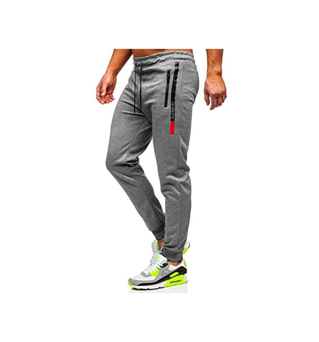 Social BOLF Hombre Pantalón Deportivo Jogger Impresión Fitness Entrenamiento Pantalón de Chándal Estilo