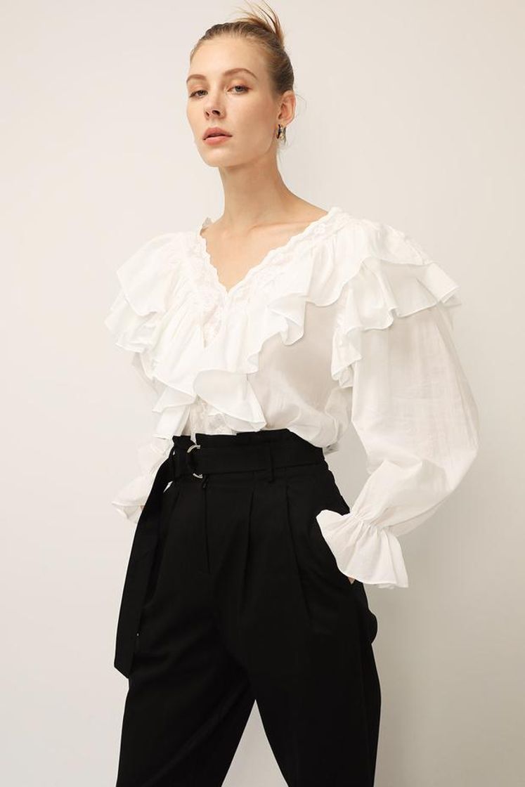 Social Delilah tiered ruffled blouse