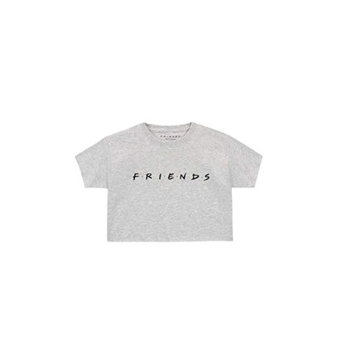 Friends Camiseta de Crop de Manga Corta para Niñas Gris 12-13 Años