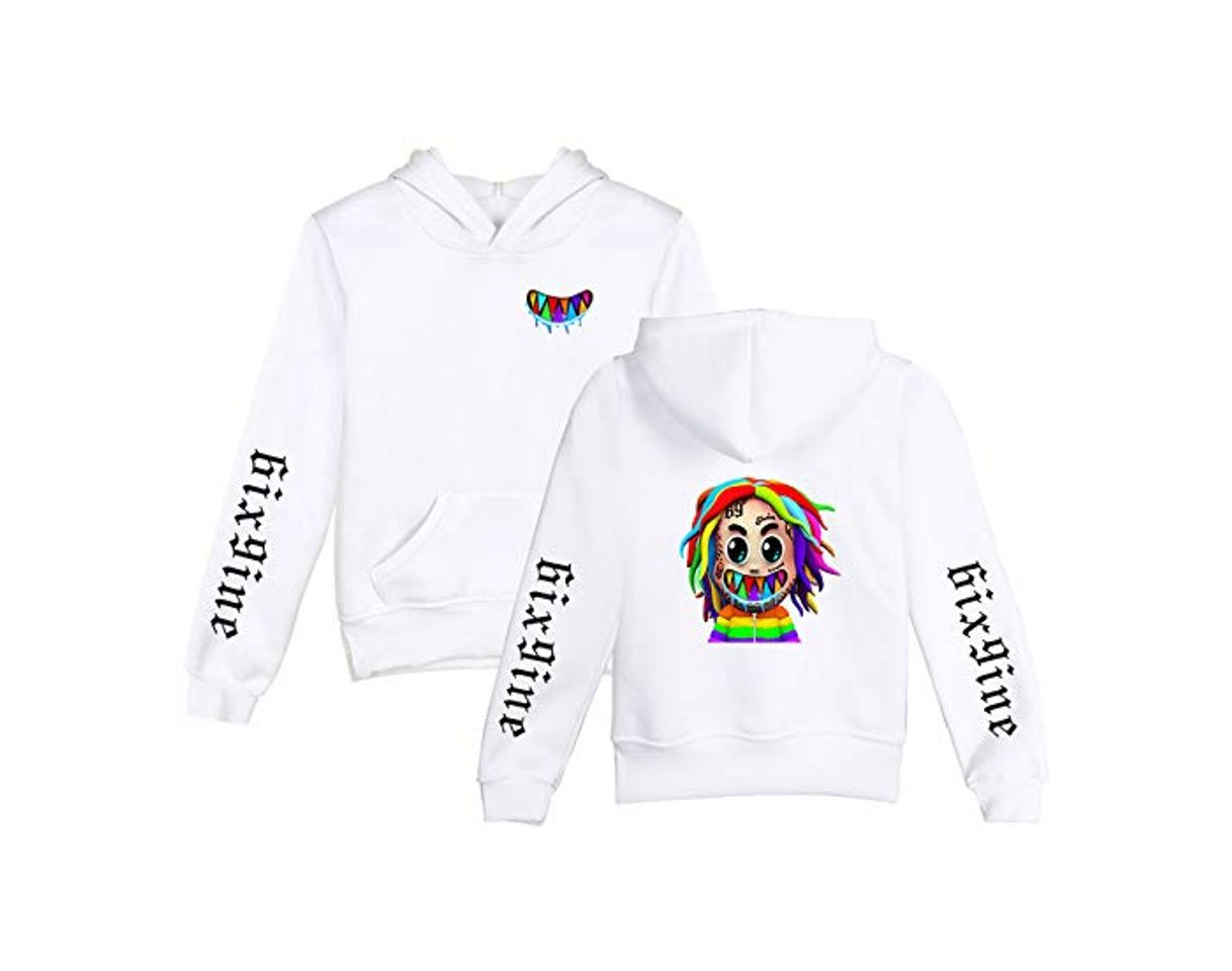 Moda Silver Basic Sudadera con Capucha para Niños 6ix9ine Sudadera Tekashi69 Nuevo álbum