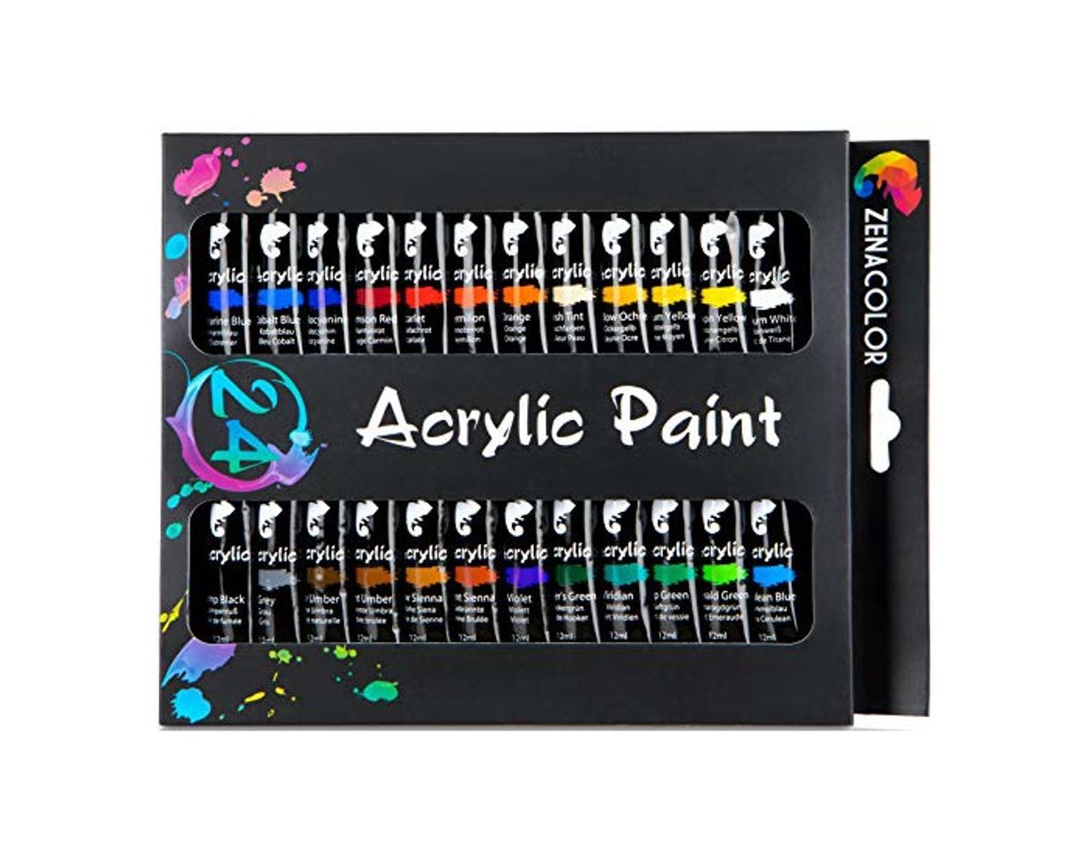 Home Set de 24 tubos de pinturas acrílicas Zenacolor - Pack de 24