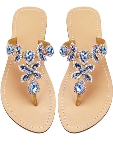 💠sandalias con diamantes de imitación, planas para mujer 