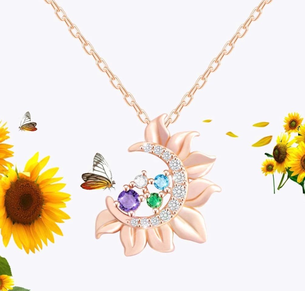 Moda 💠Delicado collar de girasol y mariposa de plata de ley 925