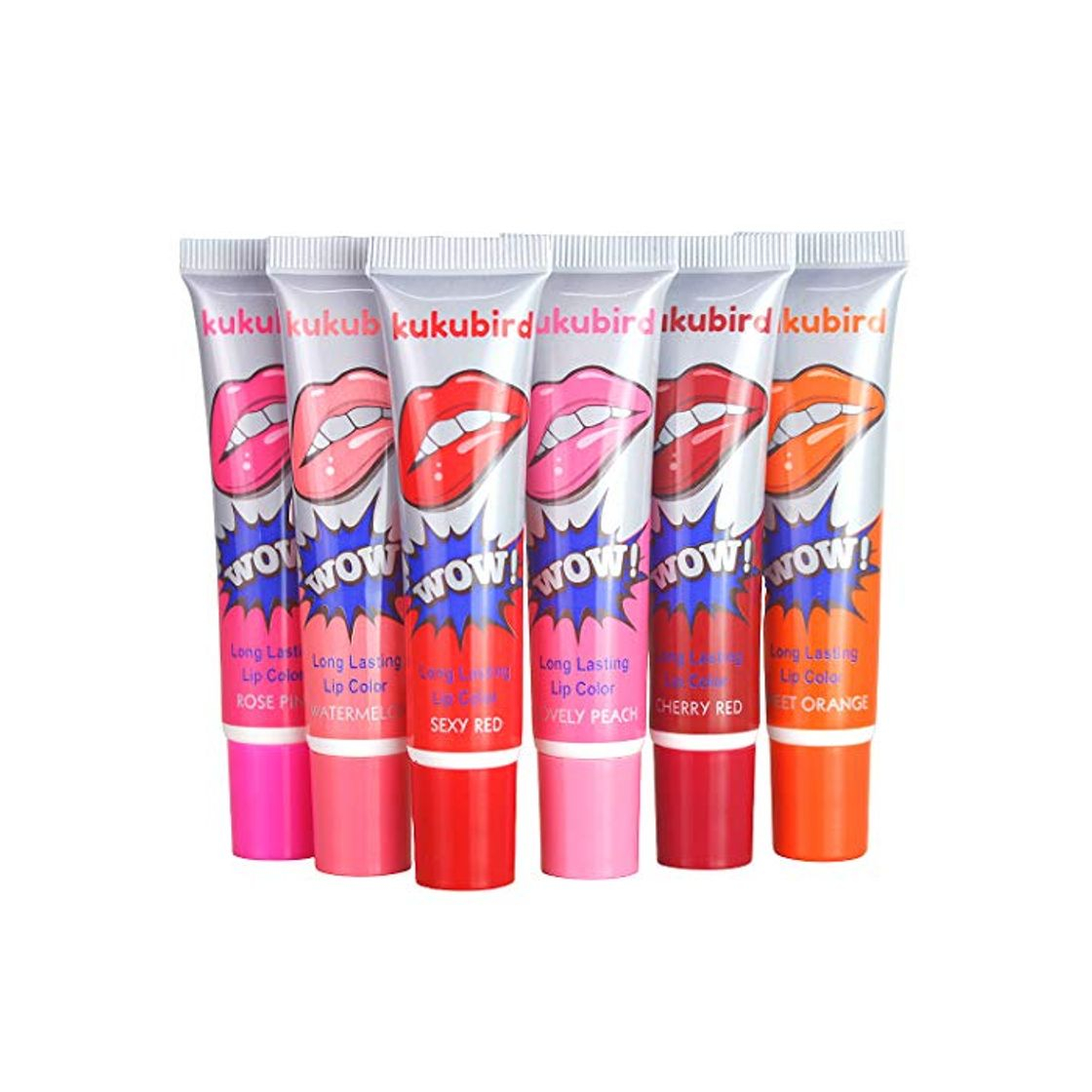 6pcs Set Romantic Bear WOW 6 Colors Tattoo Magic Color Peel Off Mask Tint Long Lasting Waterproof Tattoo Lip Gloss