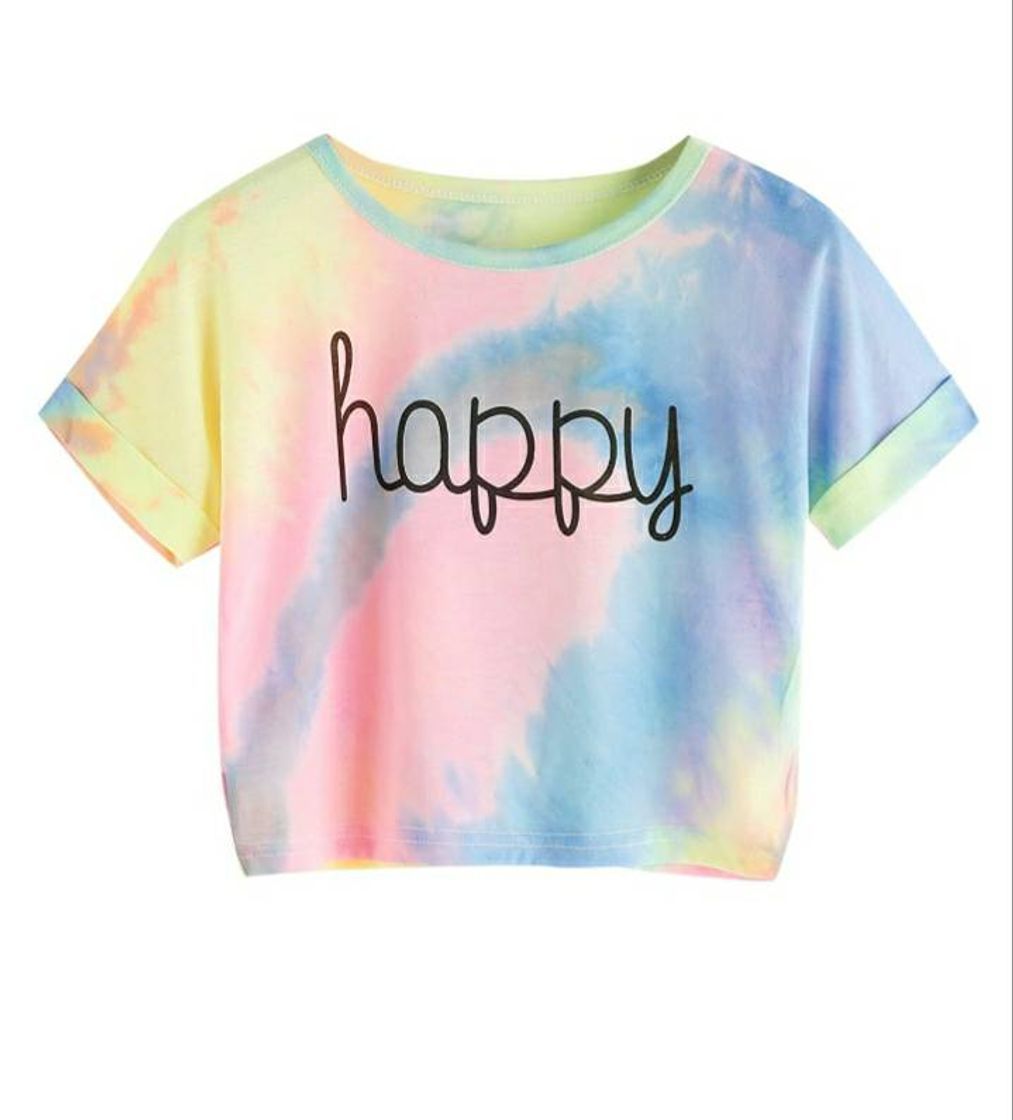 Fashion Crop top-happy-full color