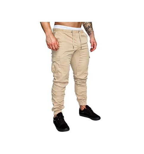 FGFD Pantalones de Hombre Jogger Deportivos Pantalón Cargo Casuales Chino de Algodón