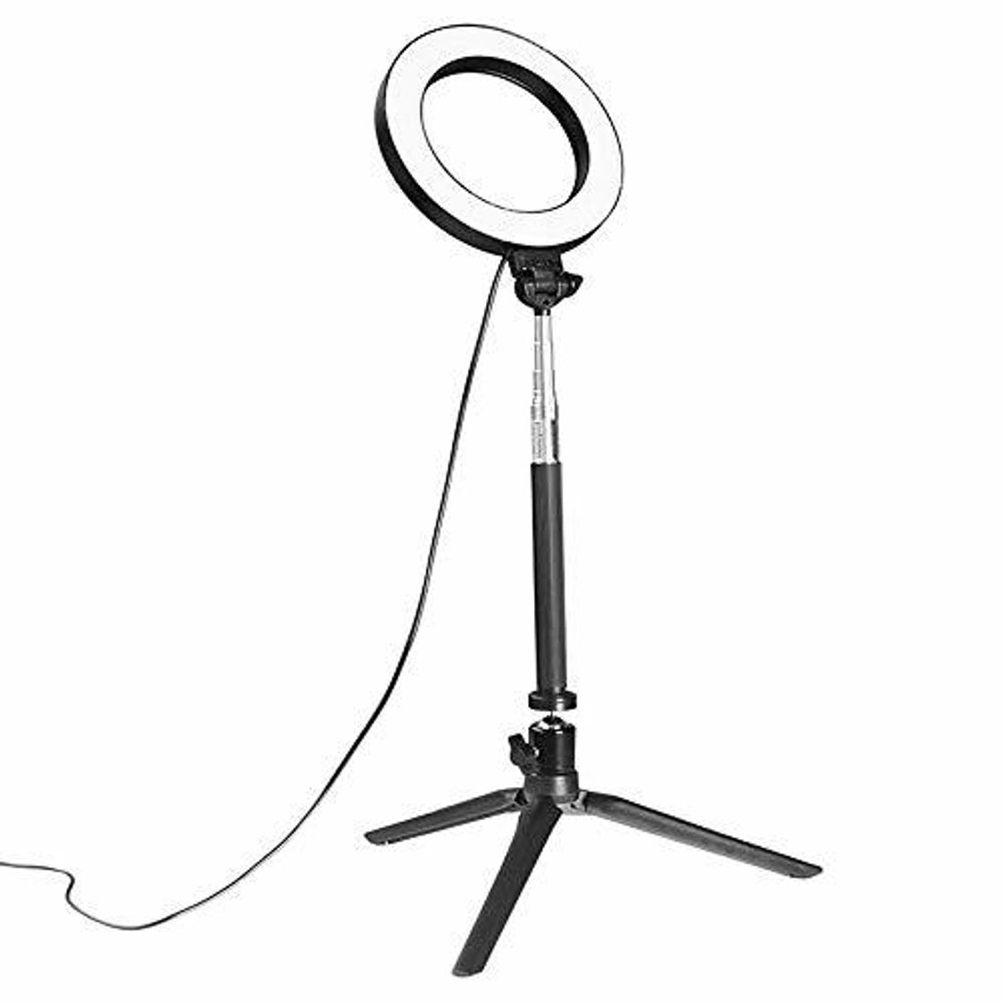 Social Docooler Luz de Anillo LED Regulable con Soporte 3-Colors 360 Rotary USB