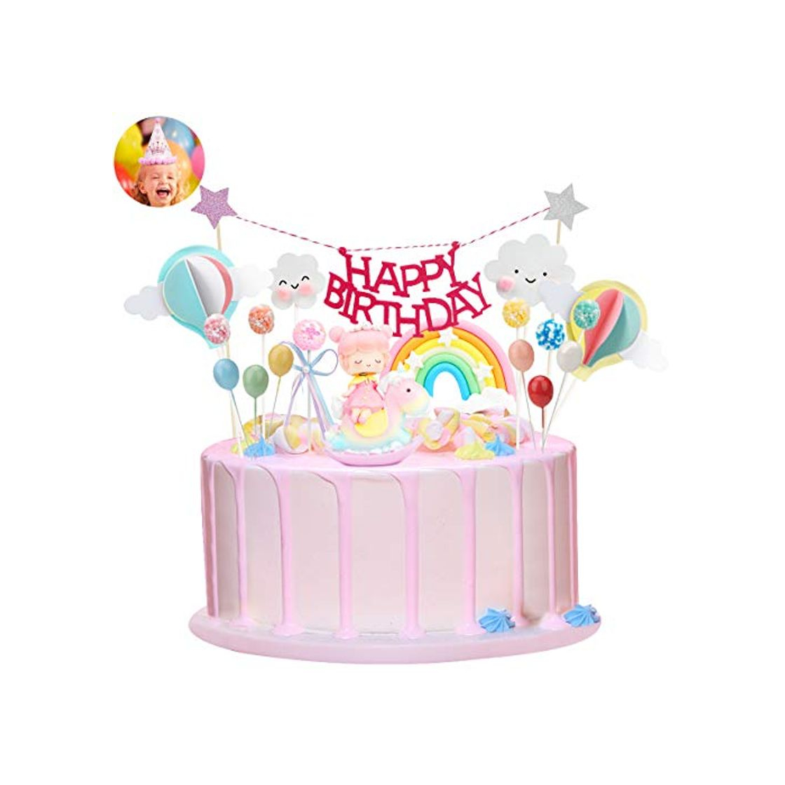 Producto Ulikey Unicornio Decoración de Tartas, Cake Topper Decoracion Cumpleaños Happy Birthday Banderines