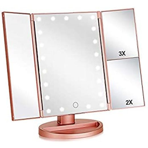 Espejo Maquillaje con Luz,HOMI Profesional Espejo Cosmético 1X, 2X,3X Iluminacíon 21 Led