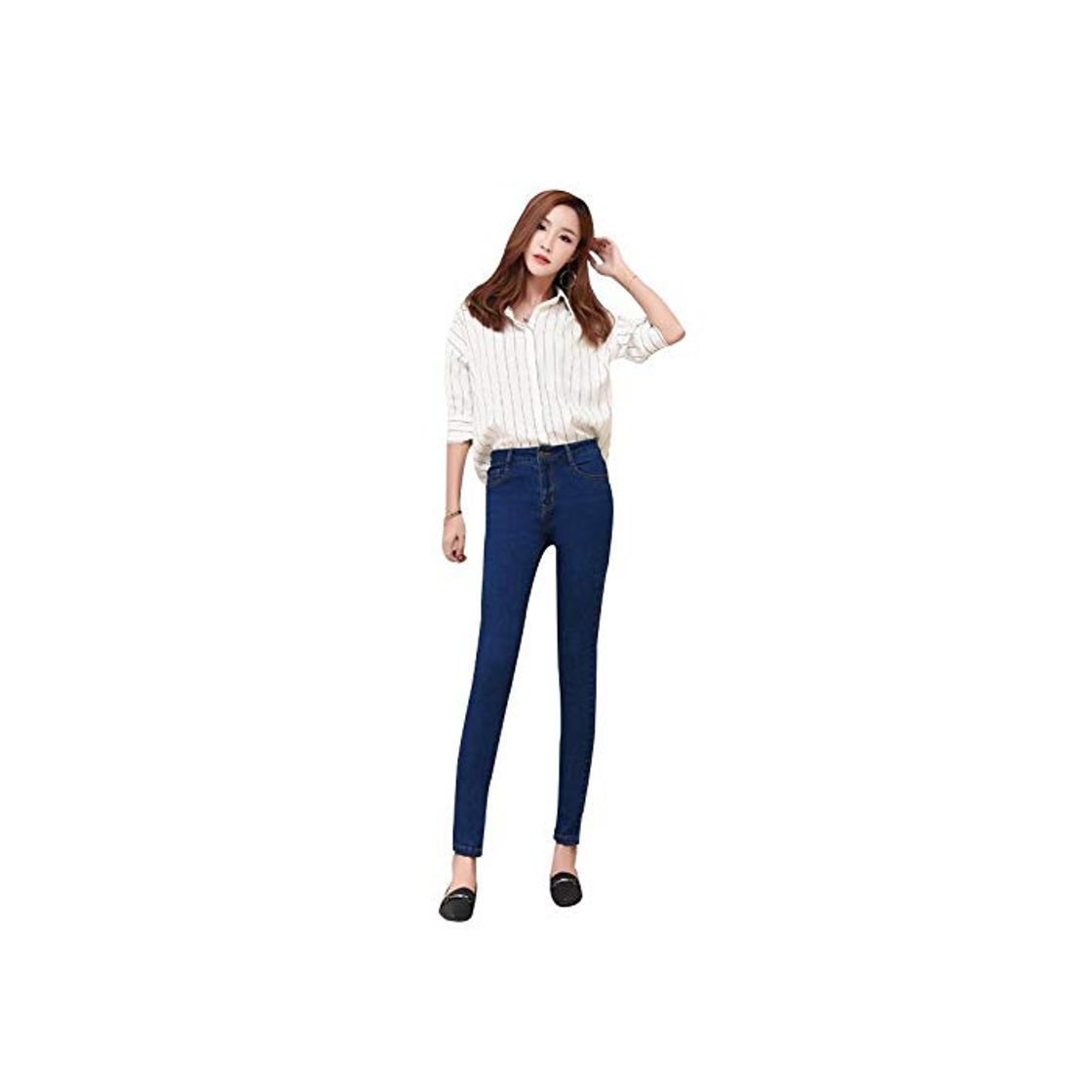 Moda QMGLBG Jeans Woman High Waist Skinny Plus Size Ankle Length Basic Slim Pencil Denim Pant