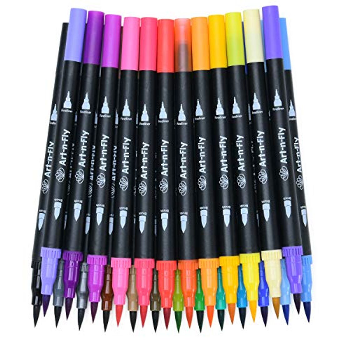 Social Rotuladores Punta Fina y Punta Pincel de Colores – Set 25 Rotuladores Doble Punta para Colorear y Dibujar