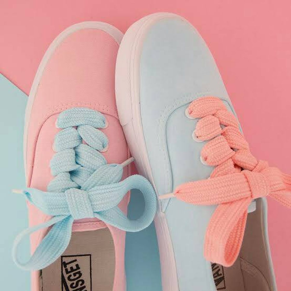 Fashion Blue Pink Pastel Color Thick Lace Up Sneakers Flats Shoes