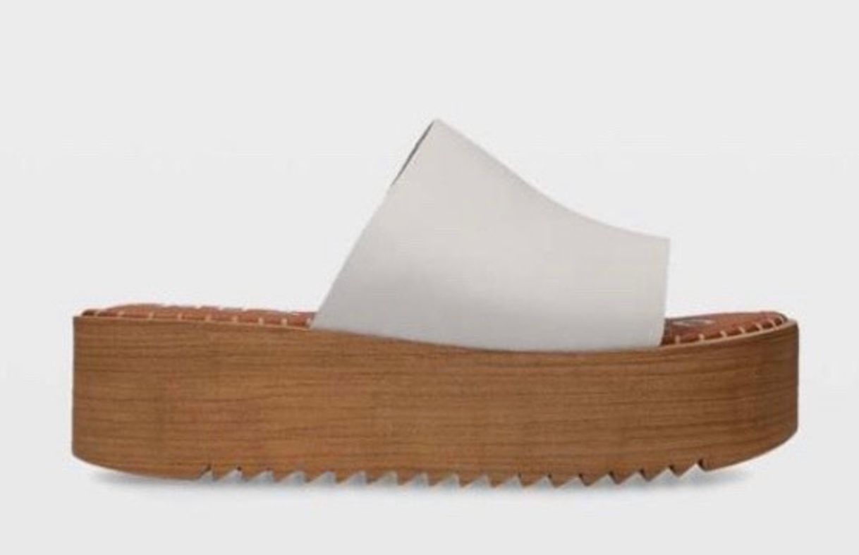 Fashion sandalias plataforma blancas suela efecto madera