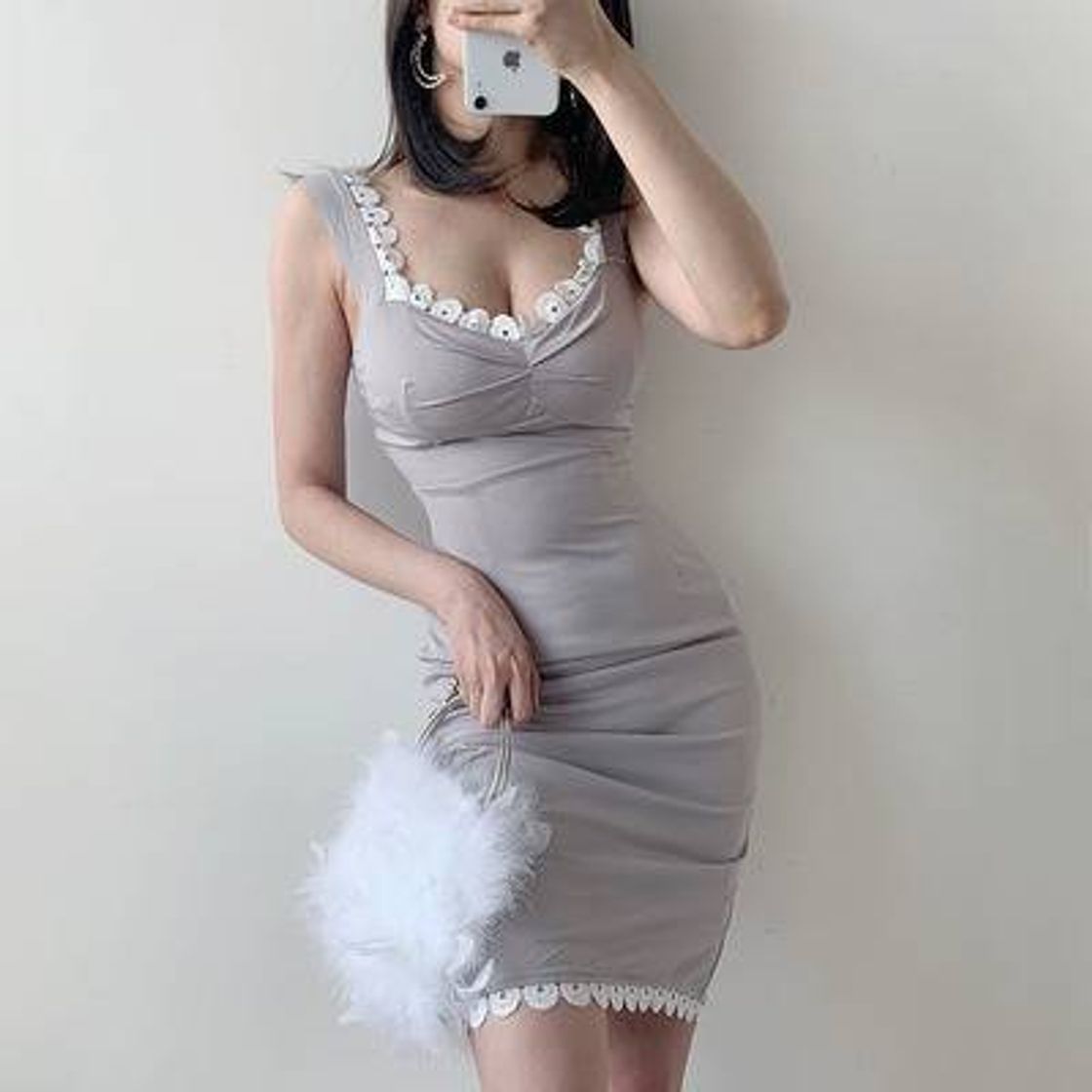 Fashion V-neck lace sexy pleated bag hip solid color long dress · FE ...