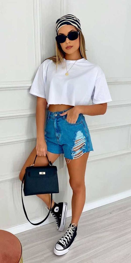 Moda Cropped + short jeans