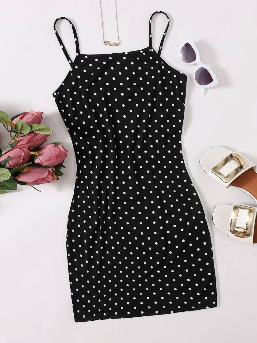 Social SHEIN vestido ajustado de lunares