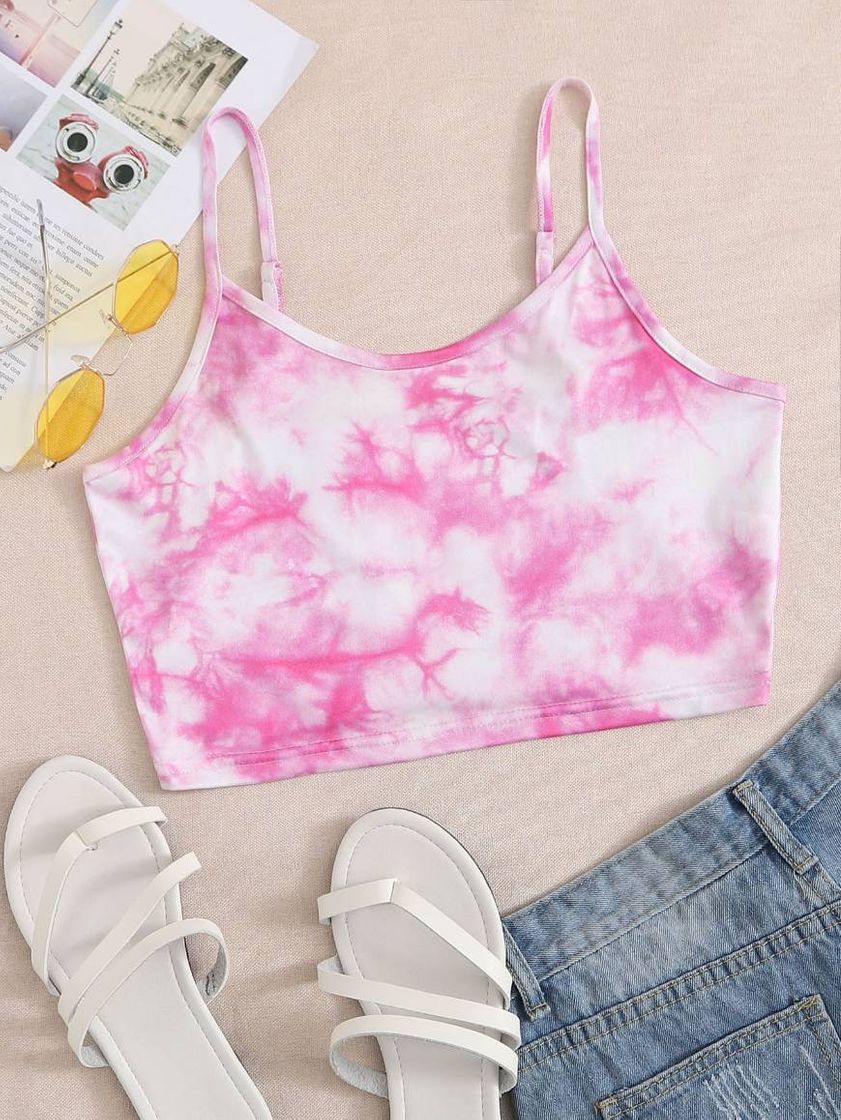 Social SHEIN top de tirantes corto tie dye