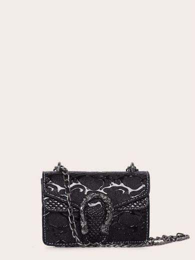 Preto Casual Crossbody 