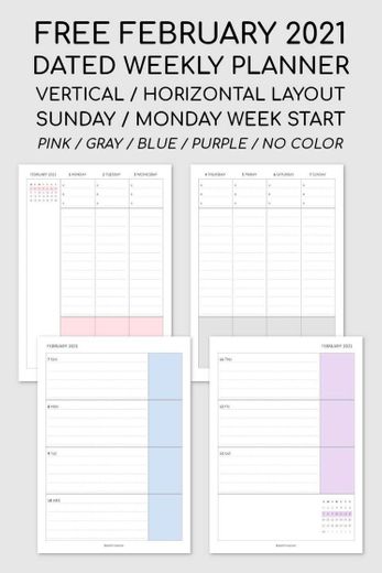 Free pink weekly planner 