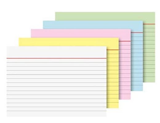 Flashcards 180gr/ 100 fichas de 5 colores 