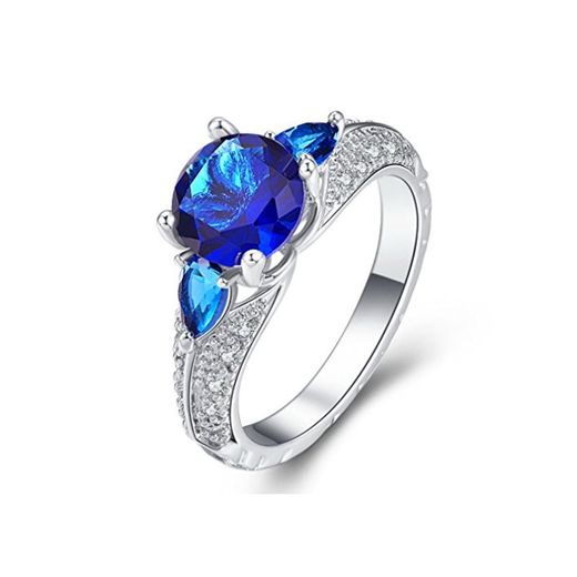 YAZILIND Promise Ring Beautiful Blue Cubic Zirconia Platinum Plated Rhinestone Wedding Engagement