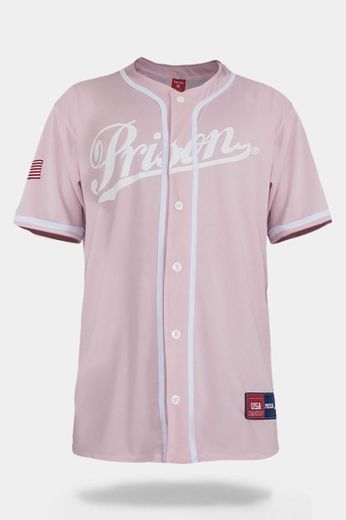 Camiseta baseball rosa prison unissex 