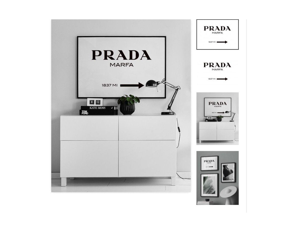 Products Poster rótulo Prada Marfa en blanco y negro – desenio