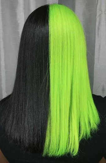 cabelo metade verde