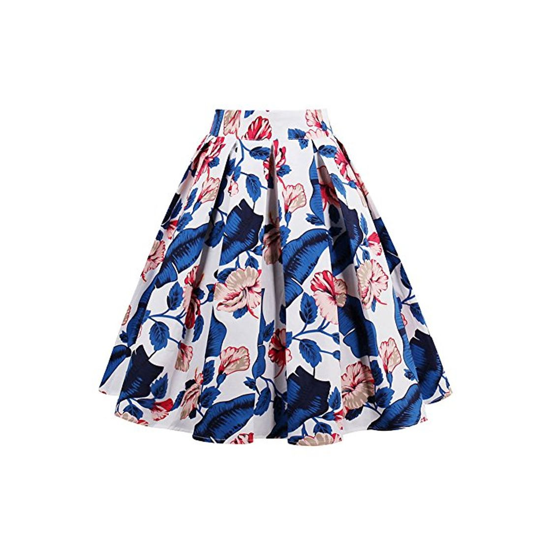 Moda Mena UK Mujeres Vintage Plisada Swing Full Circle Plisadas Floral Mini Corto