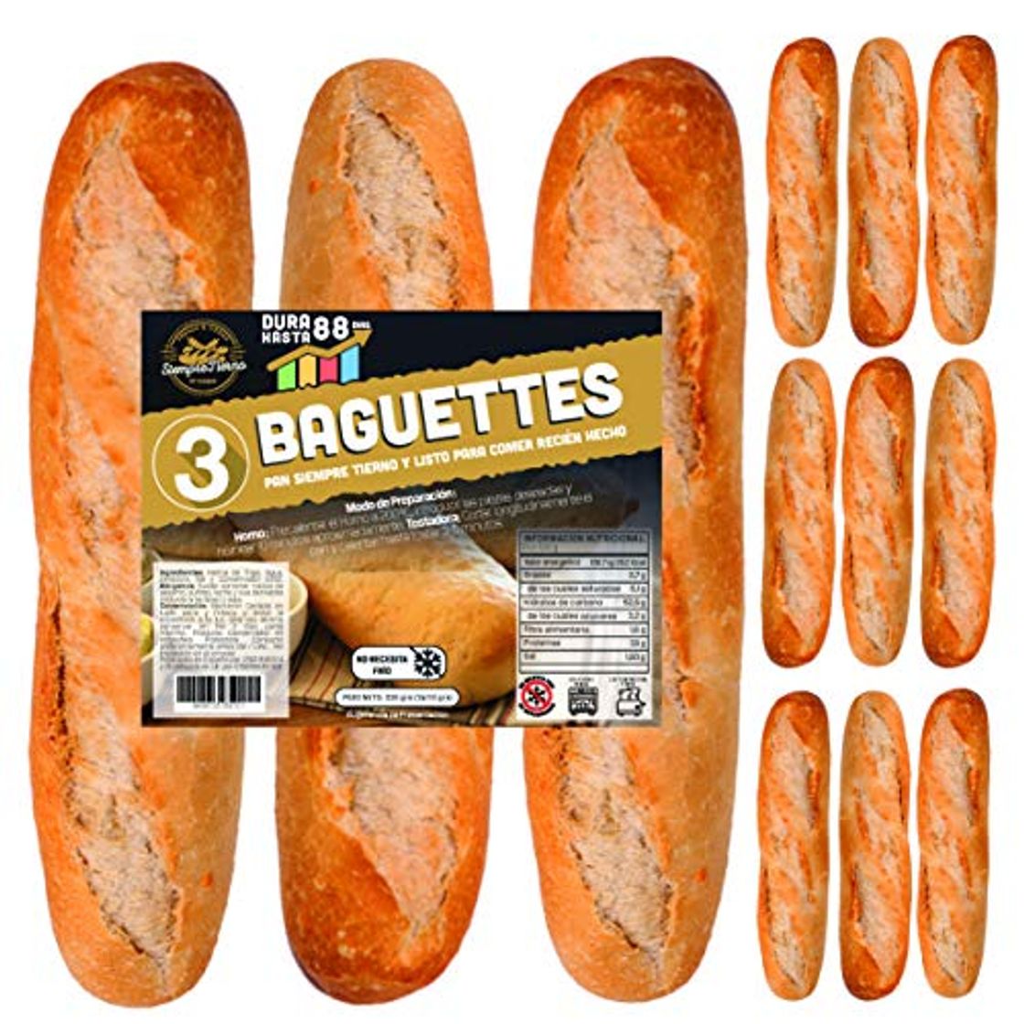 Producto 12 x Baguettes de Pan SiempreTierno 110 grs