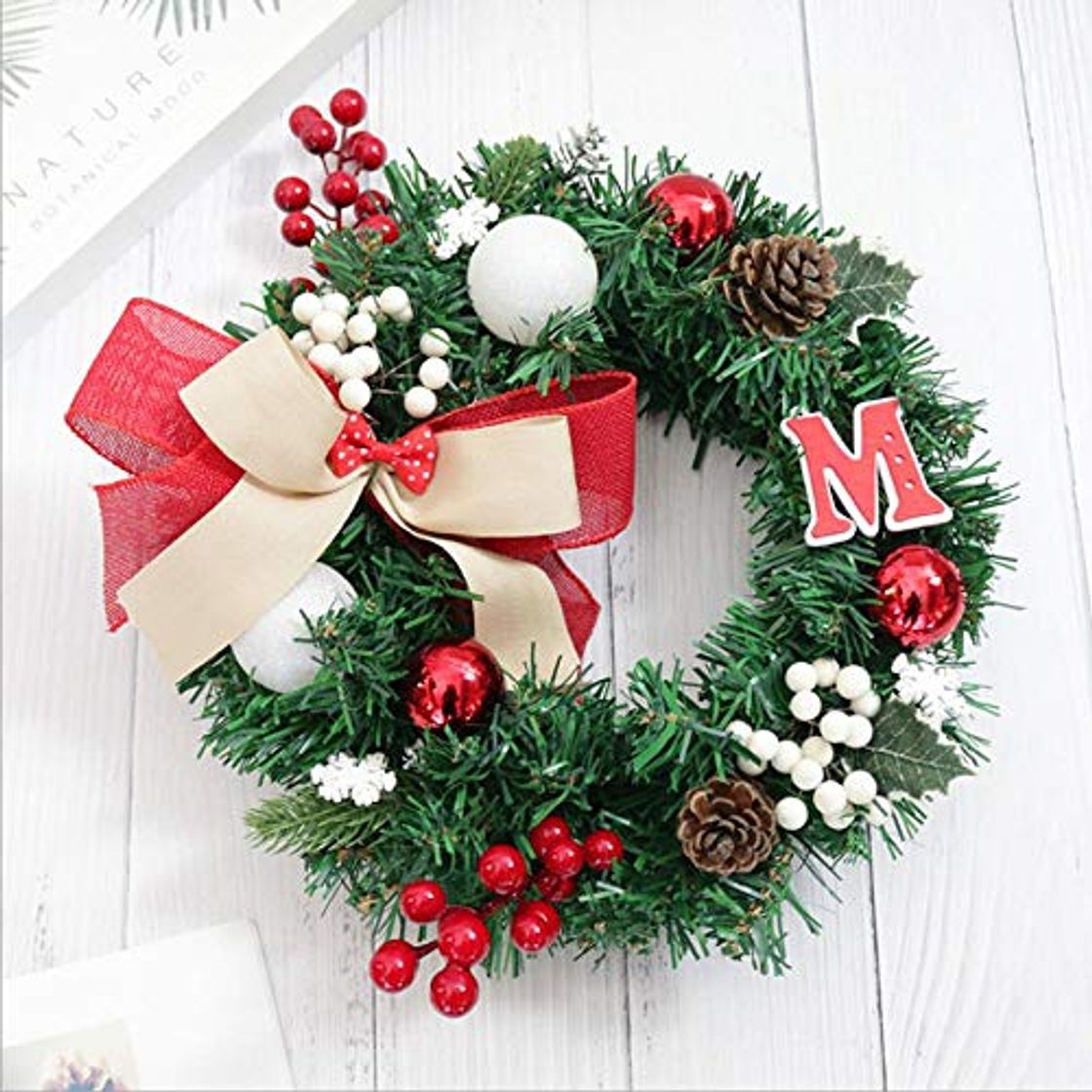 Producto Grinalda de Natal Grande Coroa de Porta da Frente Enfeites de suspensão de parede ao ar livre Jingle Bells Garland Decoração de Natal Presentes para decoração de festa de Natal