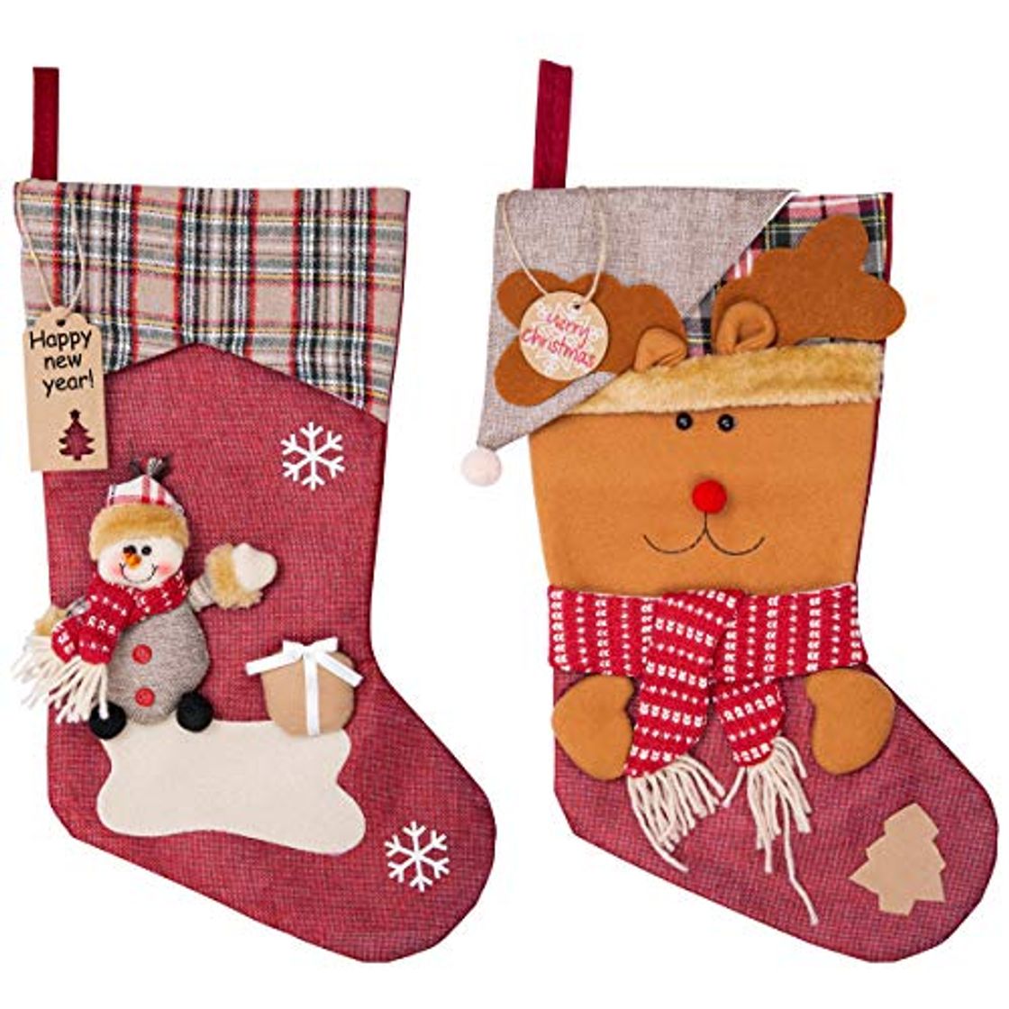 Product MELLIEX 2 Piezas Medias de Navidad, Grande Calcetines de Navidad con 20pcs