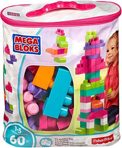 Mega Bloks Juego de construcción de 60 piezas, bolsa ecológica rosa, juguetes