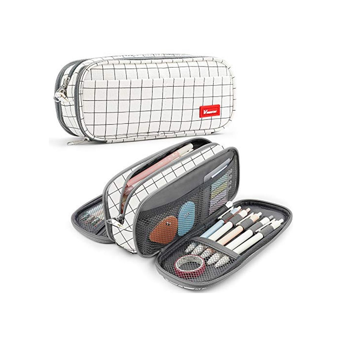 Social Estuche de lápices Gran capacidad Soporte para bolígrafos Bolsa Caja Maquillaje Bolsa Almacenamiento grande Papelería Organizador Escuela Colegio Oficina para adolescentes Niñas Estudiante